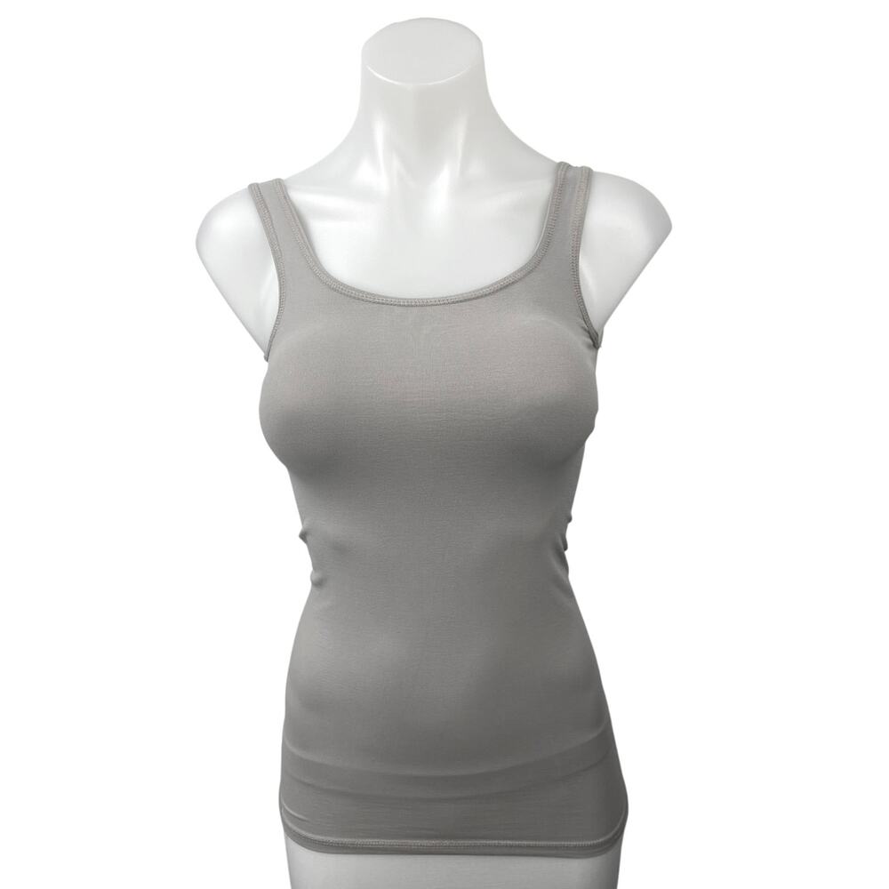 Theory Women's Gray Scoop Neck Slim Stretch Fitted Casual Basic Tank Top Size S